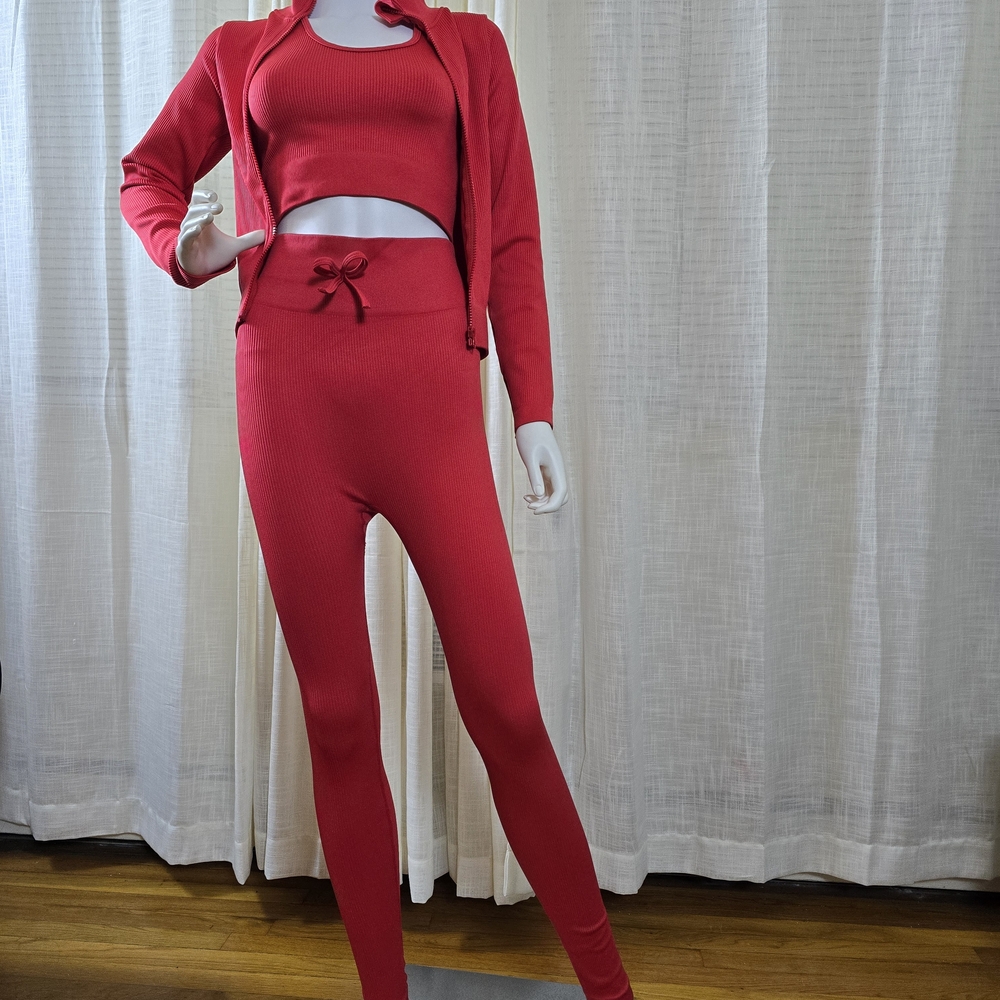 Chic Red Women's Leggings Set 3pc.